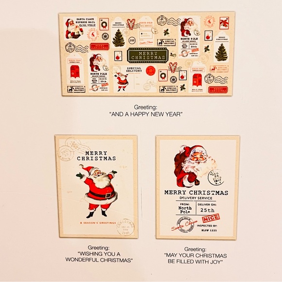 NWT- Punch Studios Set of 18 Retro Santa Christmas Card and Envelopes - Picture 2 of 8